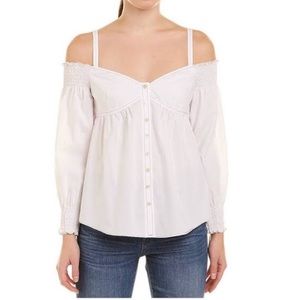 Rebecca Taylor Off the Shoulder Poplin Top
